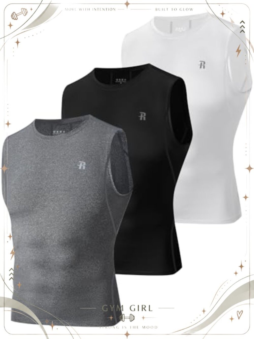 Men's Compression Tank Top Sleeveless Athletic Base Layer Workout Shirt 3 Pack